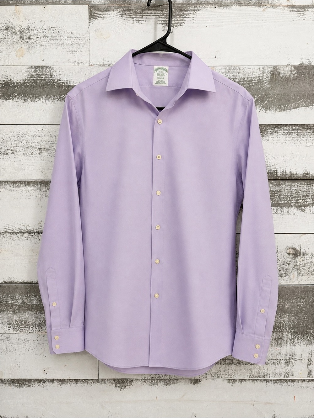 Men's Brooks Brothers Lavender Dress Shirt 15-33- Classic Spread Collar. Milano